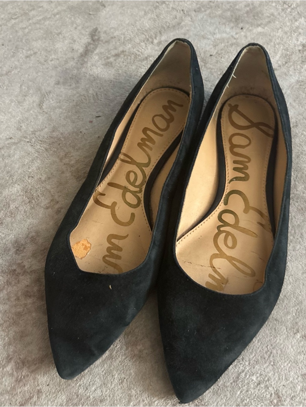 Sam Edelman Black Suede Pointed Ballet Flats